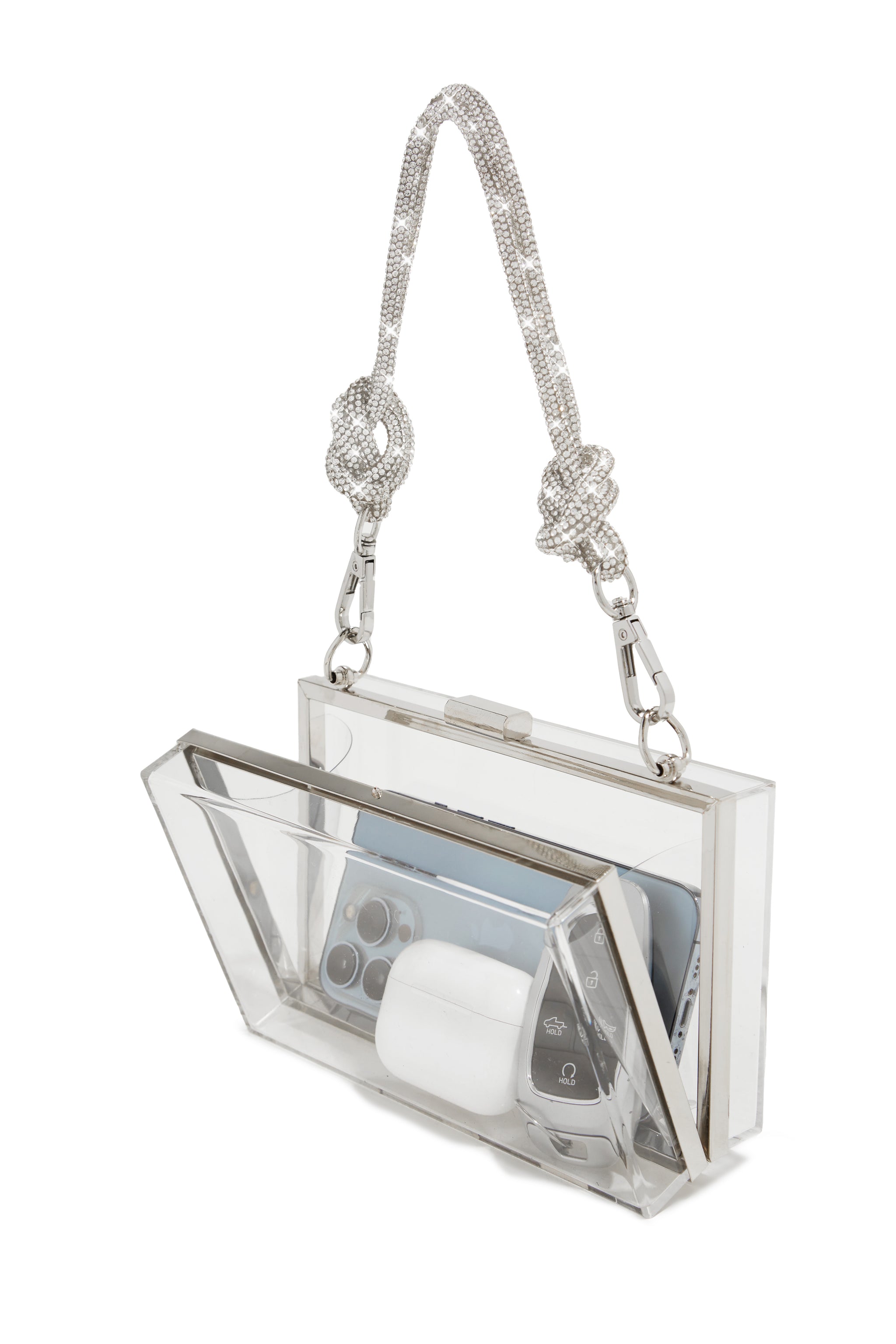 Miss Lola Anessia Silver Embellished Clear Acrylic Bag MISS LOLA