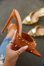 Load image into Gallery viewer, Collette Studded High Heel Mules - Tan
