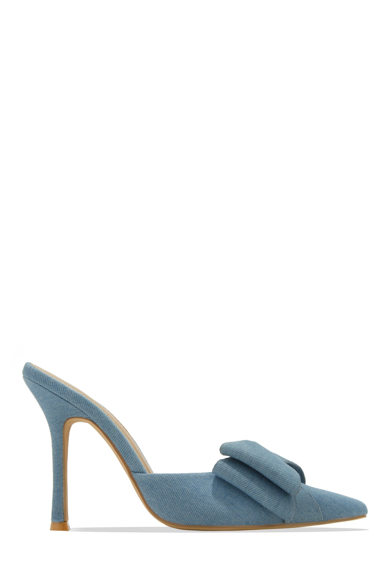 Miss Lola | Jodene Blue Bow Front Mule Heels – MISS LOLA