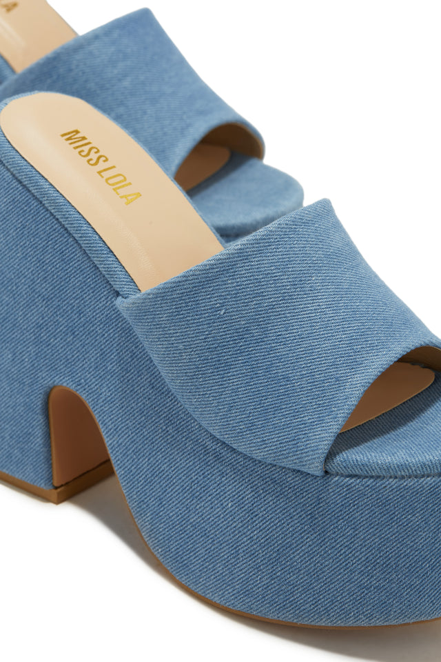 Load image into Gallery viewer, Medium Blue Denim High Heel Mule
