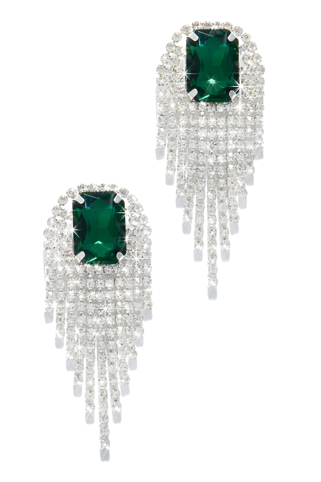 Green Embellished Dangle Statement Earring