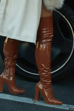 Load image into Gallery viewer, Ericka Block Heel Over The Knee Boots - Tan
