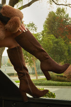 Load image into Gallery viewer, Fine Time Block Heel Knee High Boots - Brown Suede
