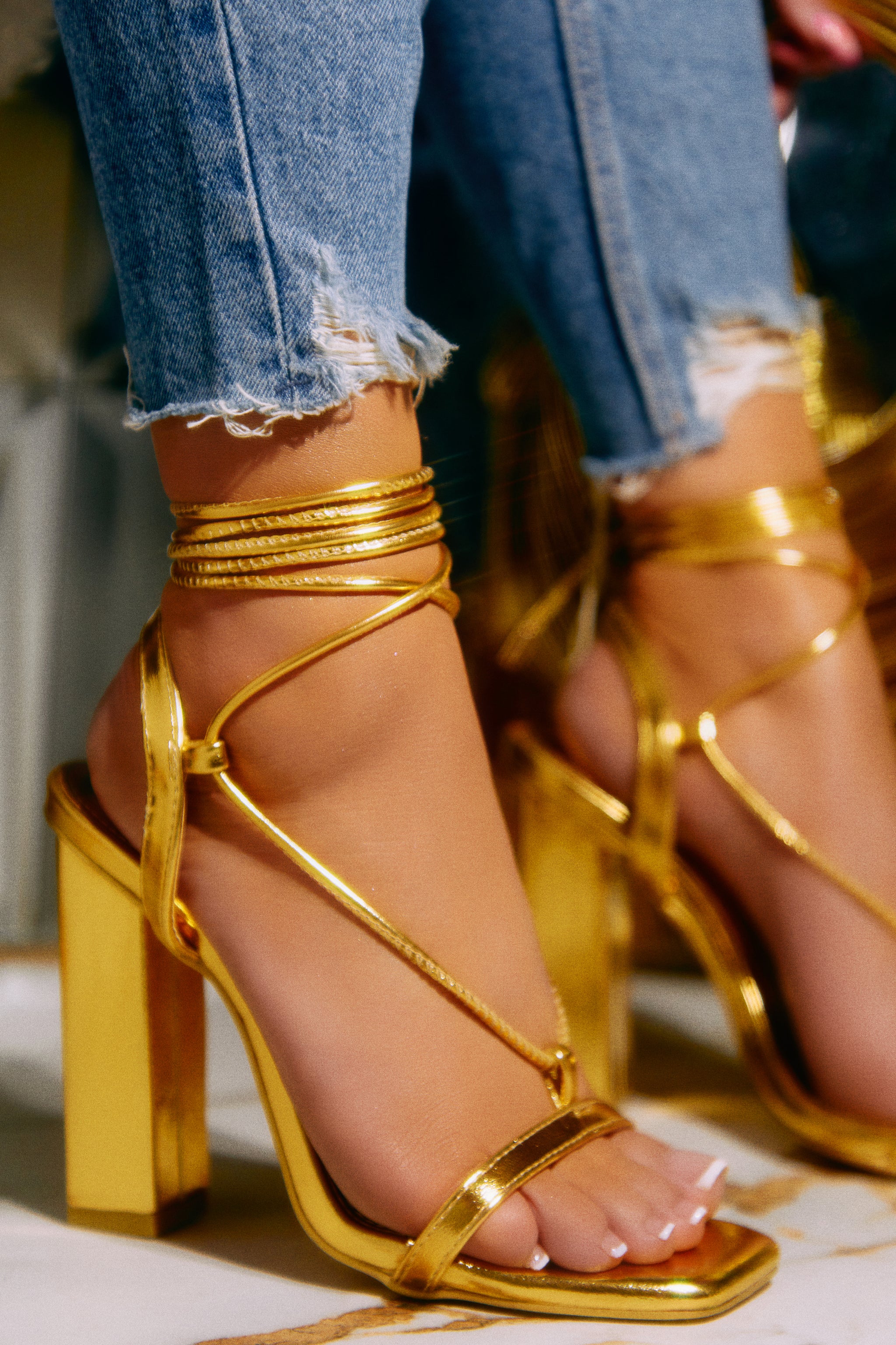 Fashion gold block high heels