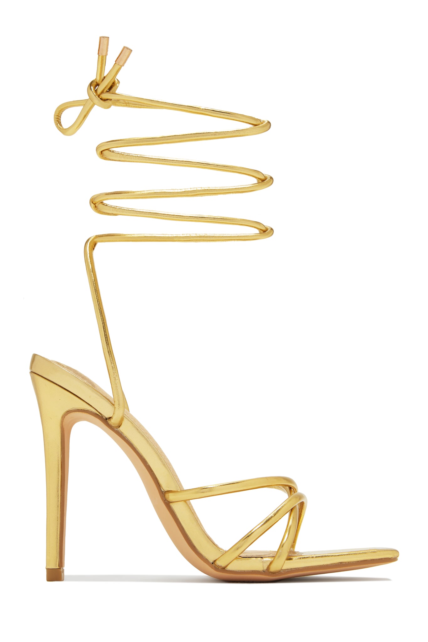 Holly Lace Up Strappy Heels - Gold