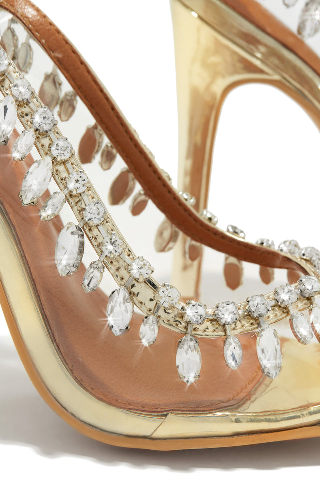 Load image into Gallery viewer, Under The Stars Embellished Slingback Pumps - Gold
