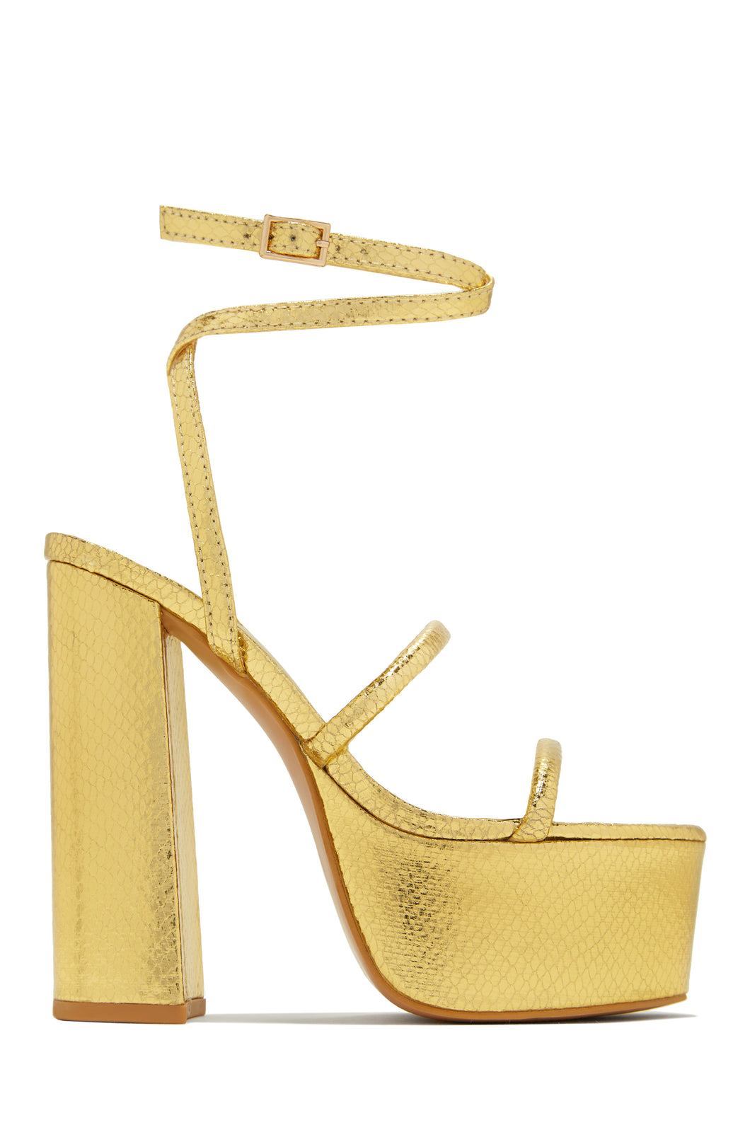 Samia Platform Block High Heels - Gold