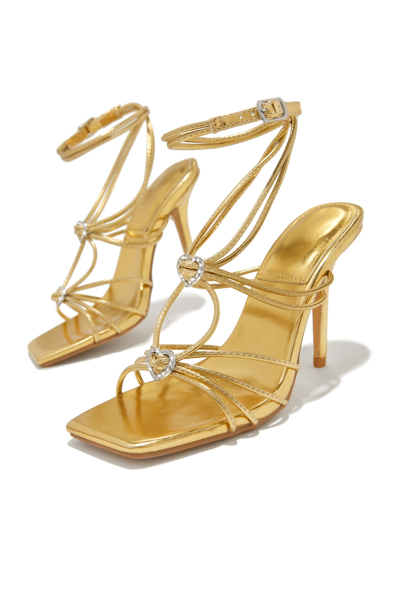 Beige Faux Leather Rhinestone Embellished Strappy Block Heels Design by The  Alter at Pernia's Pop Up Shop 2024