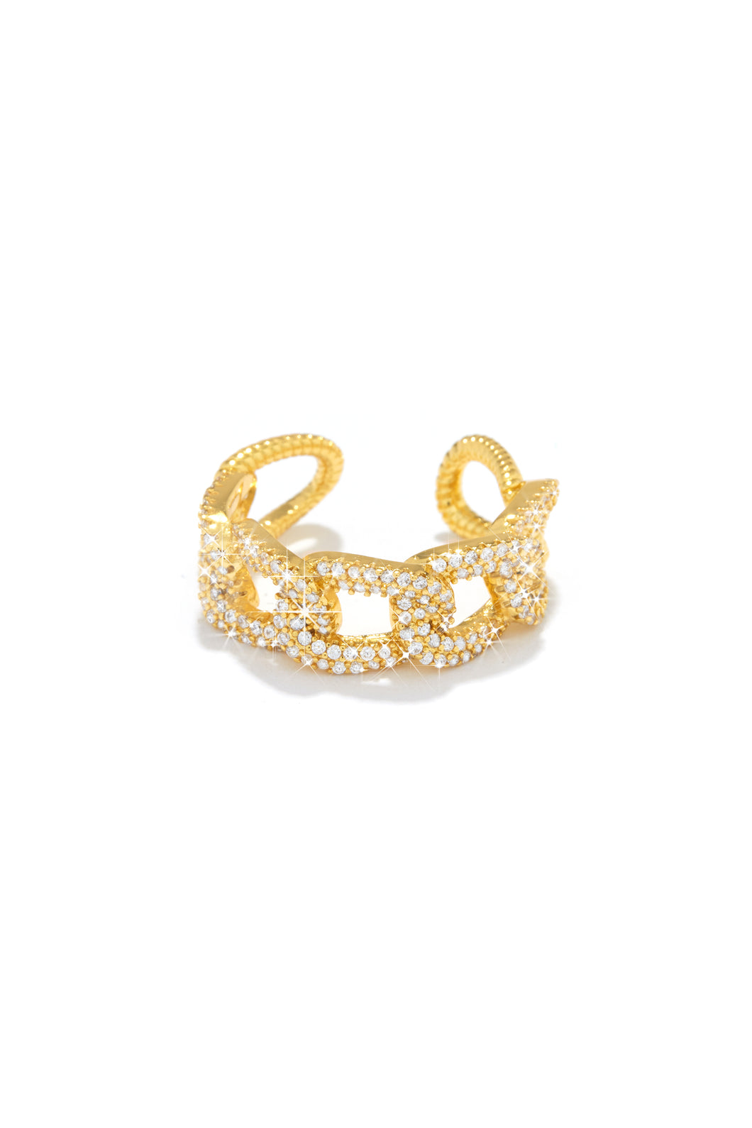 Embellished Gold Chain Ring