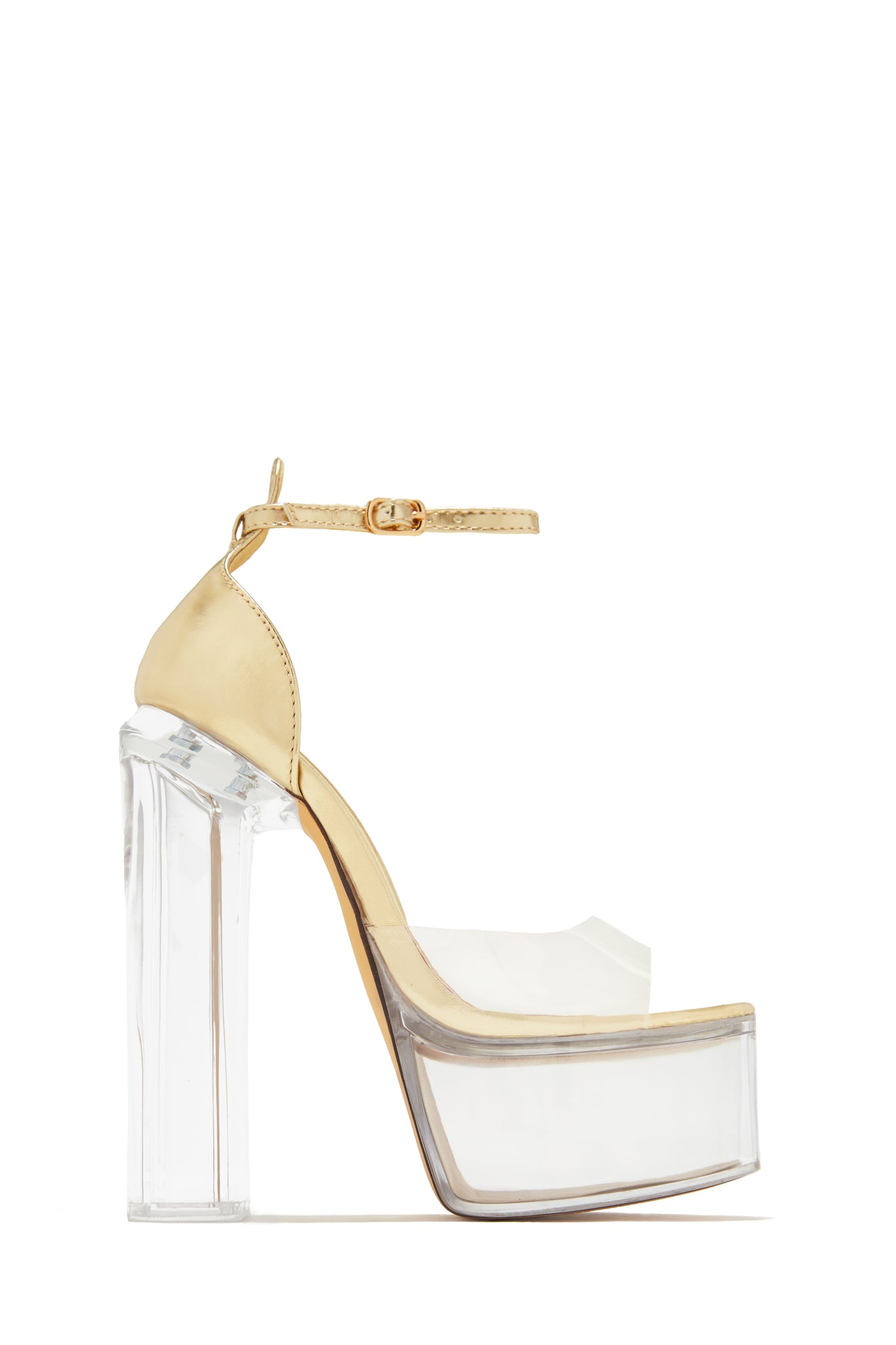 Miss Lola Venus Clear Nude Platform Block High Heels MISS LOLA