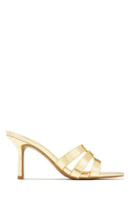 Load image into Gallery viewer, Gold-Tone Single Sole Mule Heels
