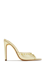 Load image into Gallery viewer, Collette Studded High Heel Mules - Gold
