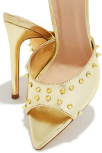 Load image into Gallery viewer, Collette Studded High Heel Mules - Gold
