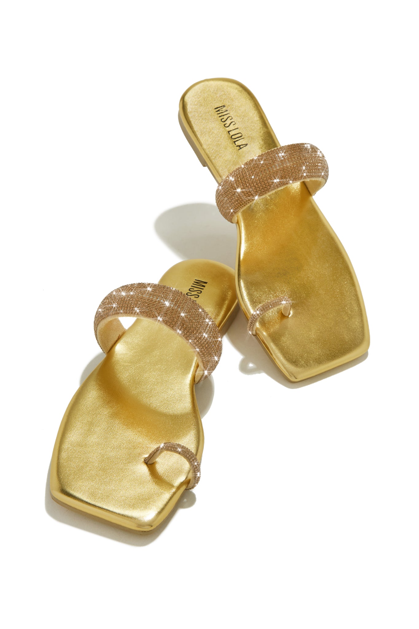 Miss Lola  Playa Hermosa Gold Slip On Sandals – MISS LOLA