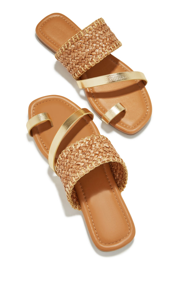 Load image into Gallery viewer, Gold-Tone Slip On Sandals
