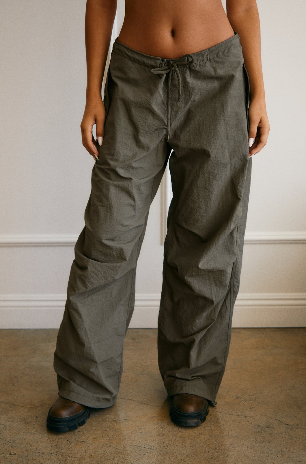 Drawstring Waist Green Pant