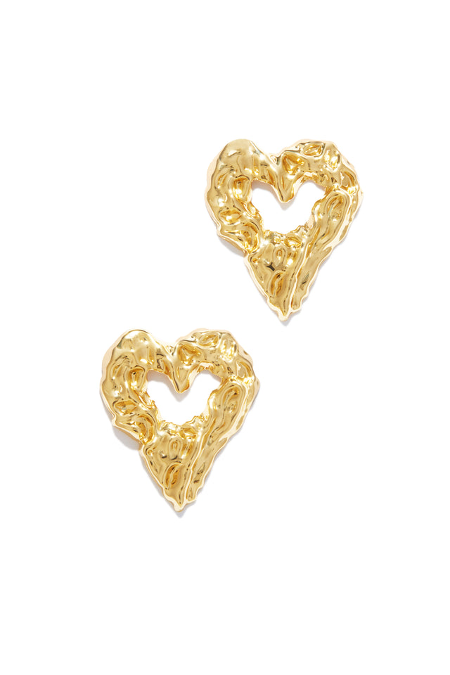 Load image into Gallery viewer, Gold Textured Heart Earring
