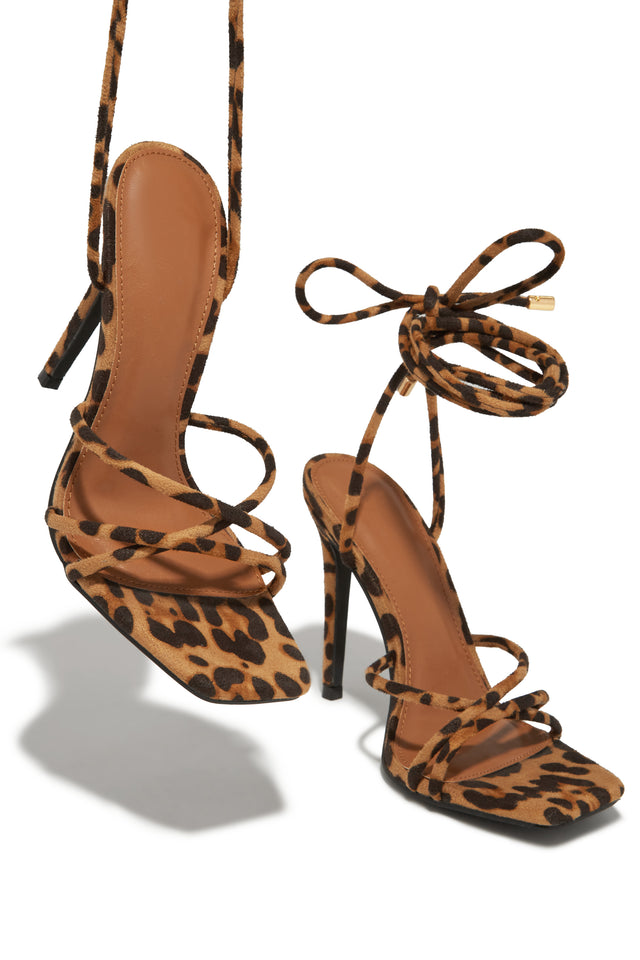 Leopard print lace up heels best sale