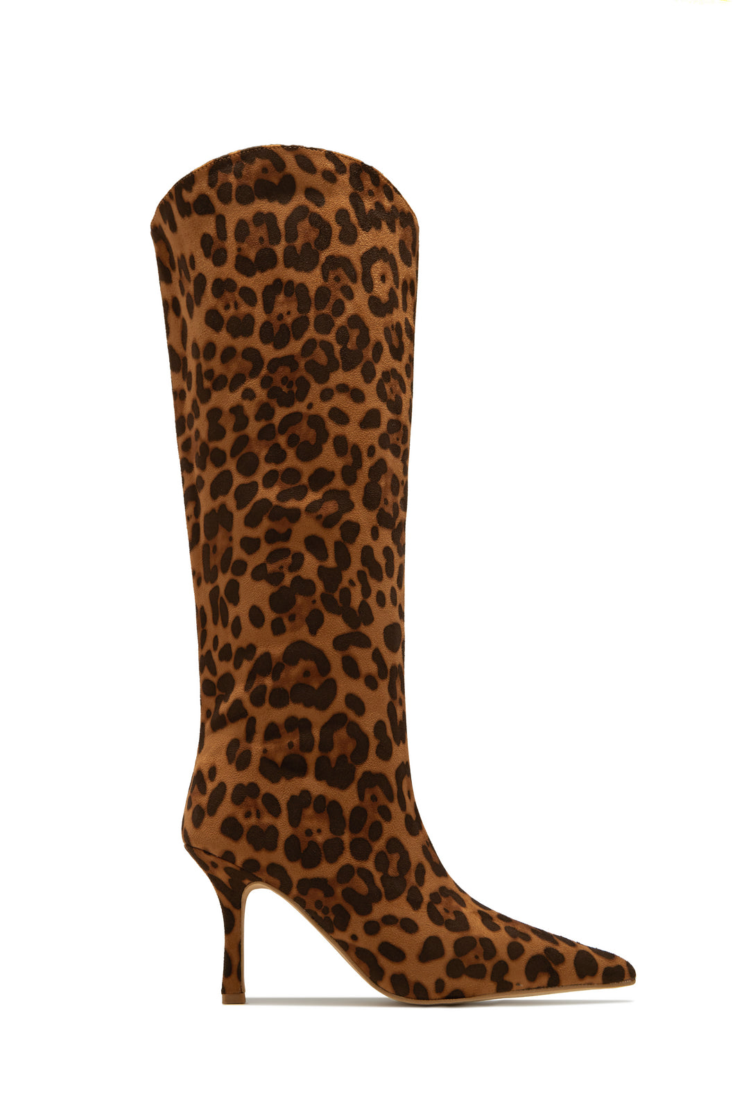 Shyla Knee High Boots - Leopard