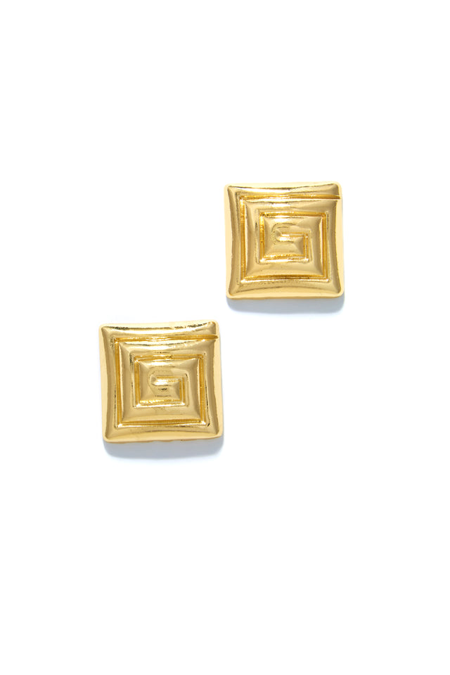 Load image into Gallery viewer, Square Gold Tone Earring
