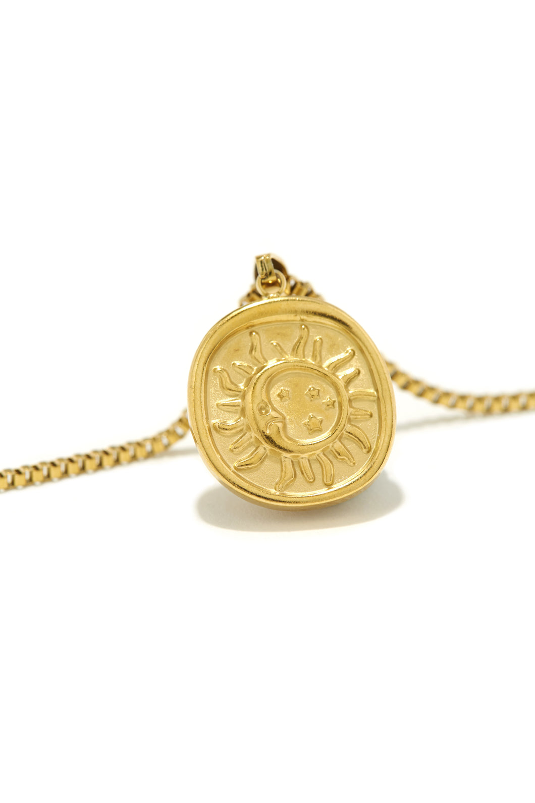 Embossed Sun and Moon Necklace