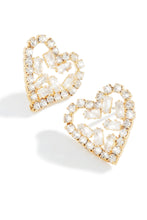 Load image into Gallery viewer, All For Love Embellished Heart Earring - Gold
