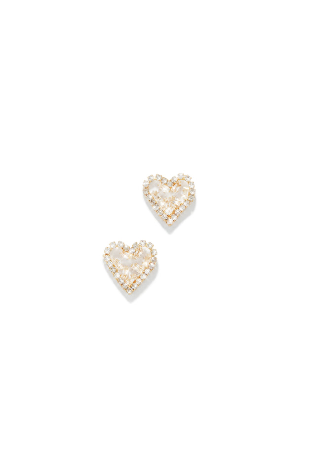 Load image into Gallery viewer, All For Love Embellished Heart Earring - Gold
