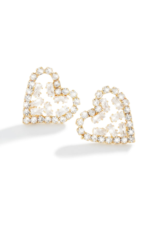 Load image into Gallery viewer, All For Love Embellished Heart Earring - Gold
