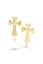 Load image into Gallery viewer, Ynez Statement Cross Earring - Gold
