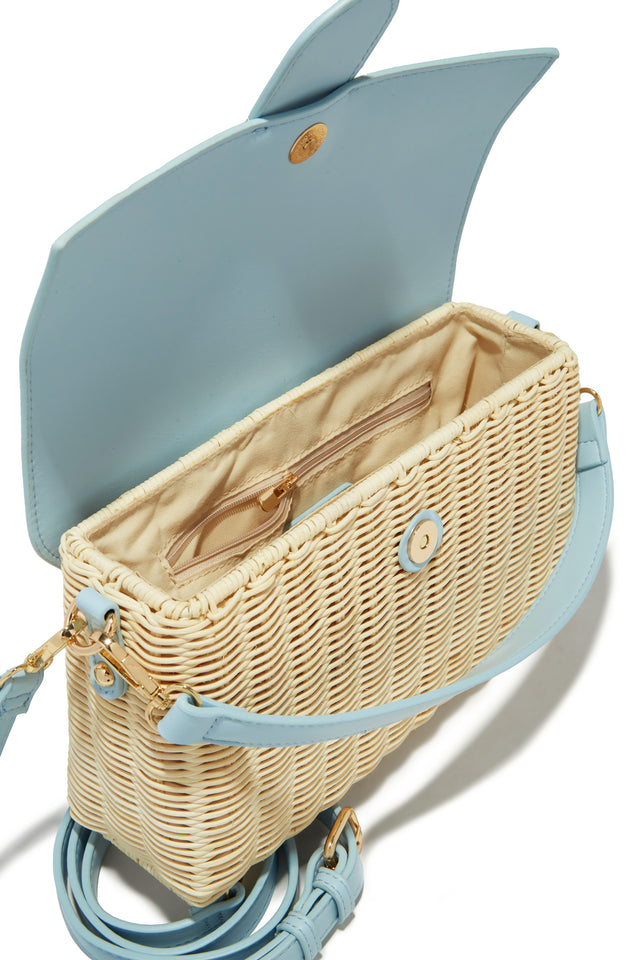 Load image into Gallery viewer, Ysabel Woven Straw Crossbody Bag - Blue
