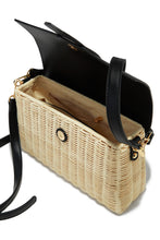 Load image into Gallery viewer, Ysabel Woven Straw Crossbody Bag - Black
