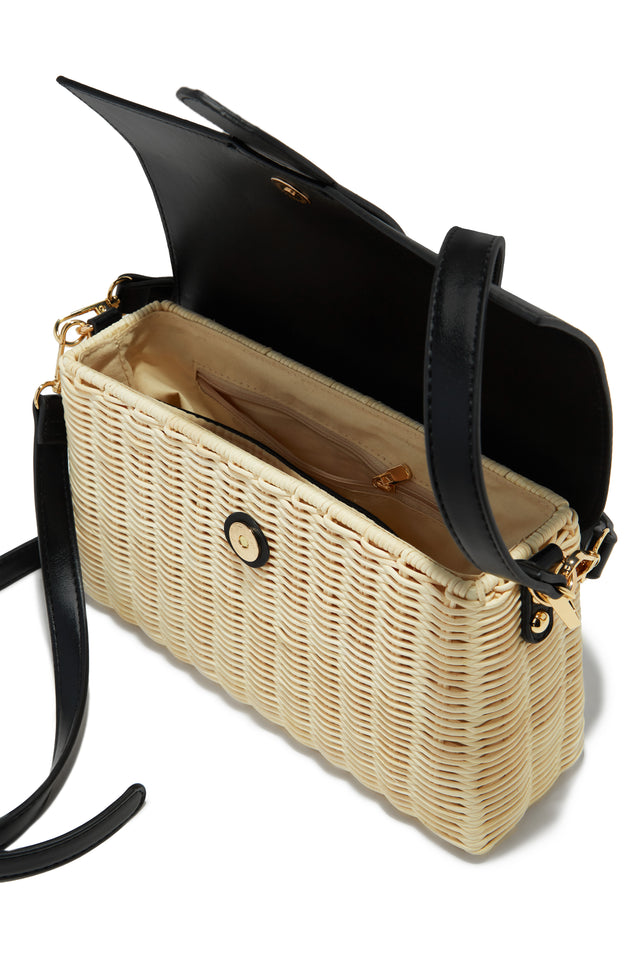 Load image into Gallery viewer, Ysabel Woven Straw Crossbody Bag - Black
