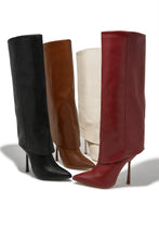 Load image into Gallery viewer, Kourt Knee High Heel Boots - Burgundy
