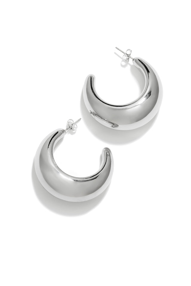 Load image into Gallery viewer, SIlver Tone Chunky Hoop Earrings
