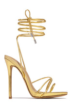 Load image into Gallery viewer, Gold Tone Strappy Heel
