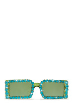 Load image into Gallery viewer, Cuff It Embellished Squared Sunglasses - Green Blue
