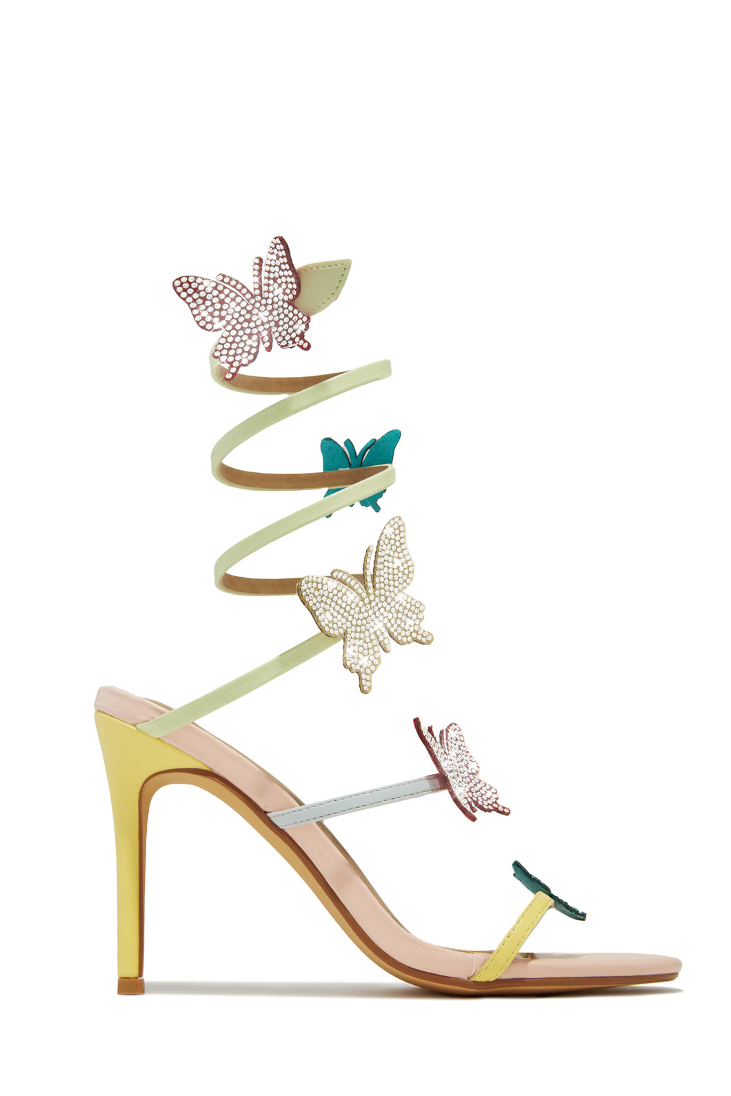 Multi Single Sole Heels with Embellished Butterflies
