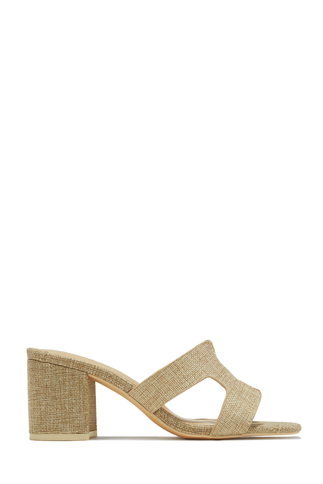 Natural Block Heel Open Toe Mules