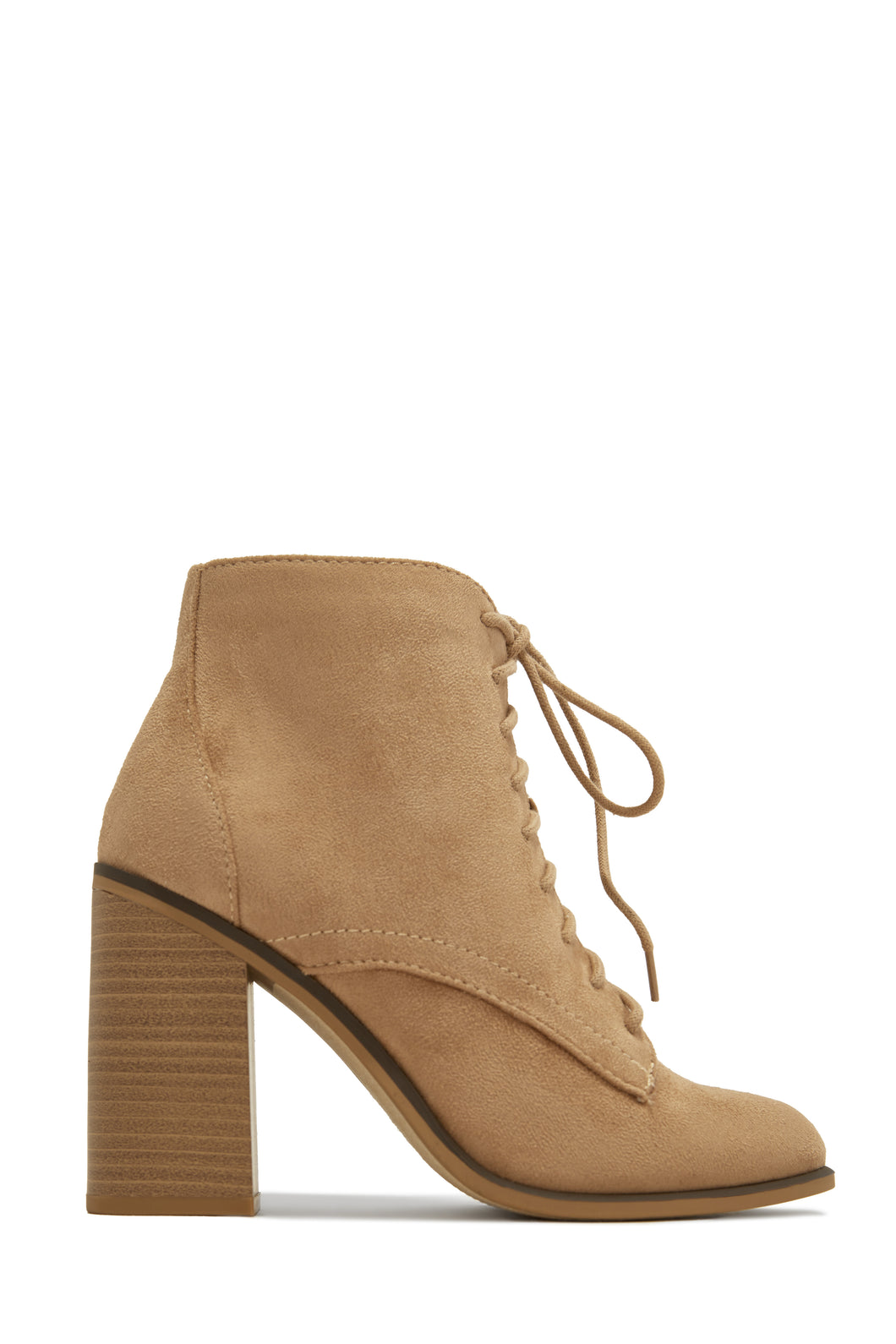 Fall Moment Lace Up Block Heel Ankle Boots - Nude