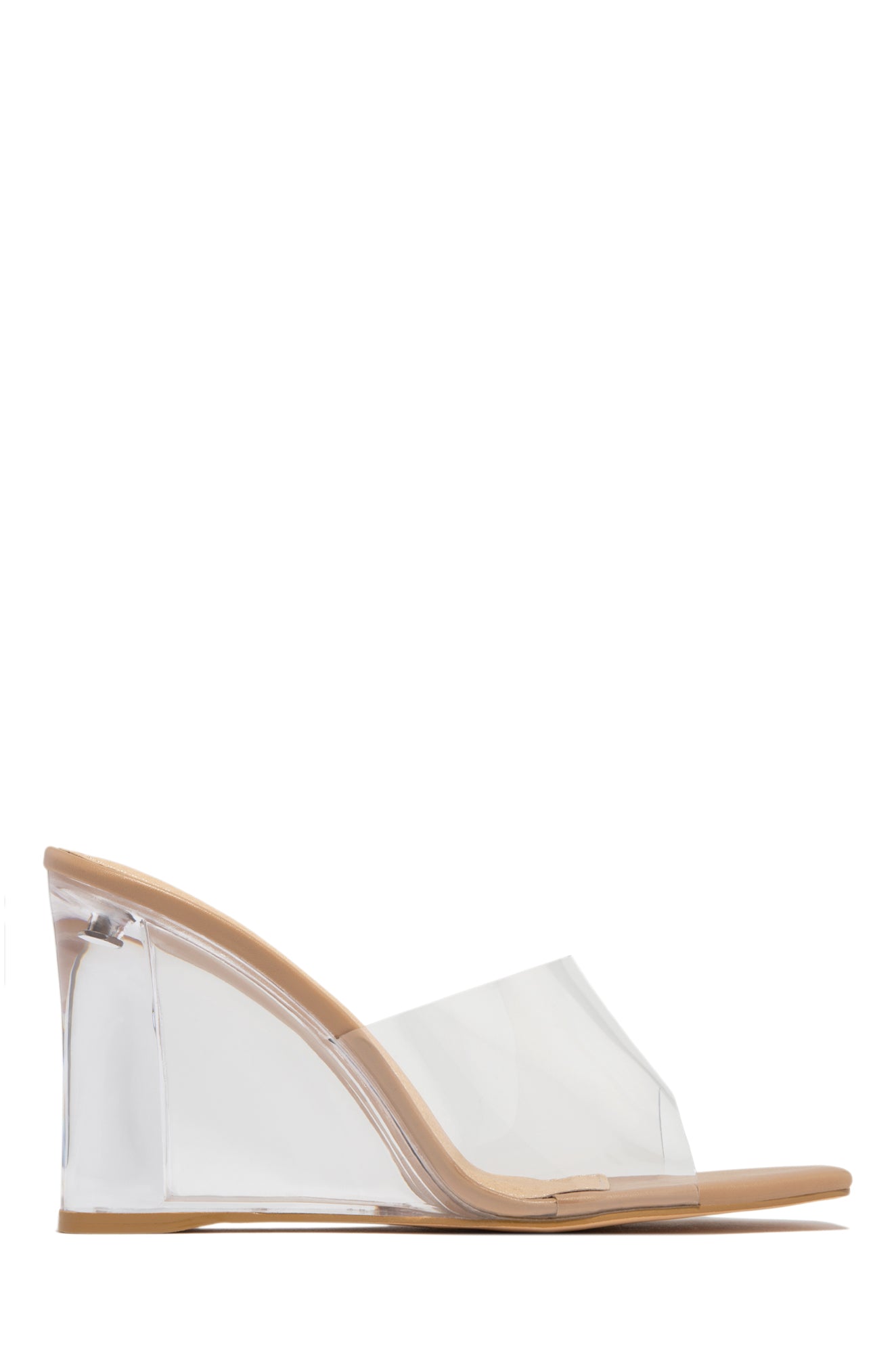 Miss Lola Devica Gold Clear Wedge Heel Mules MISS LOLA