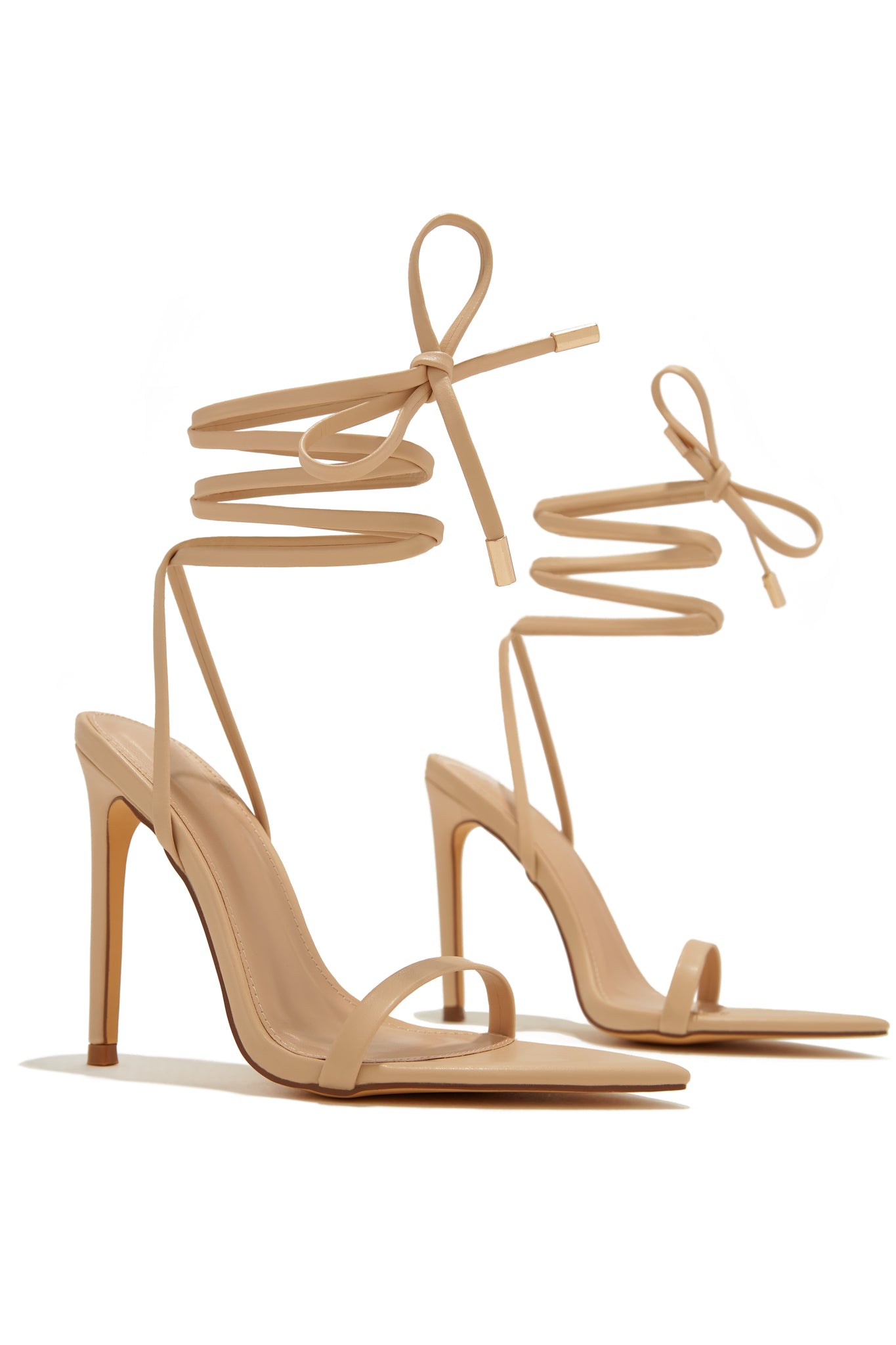 Miss Lola Into The Night Nude Lace Up High Heels Miss Lola 9870