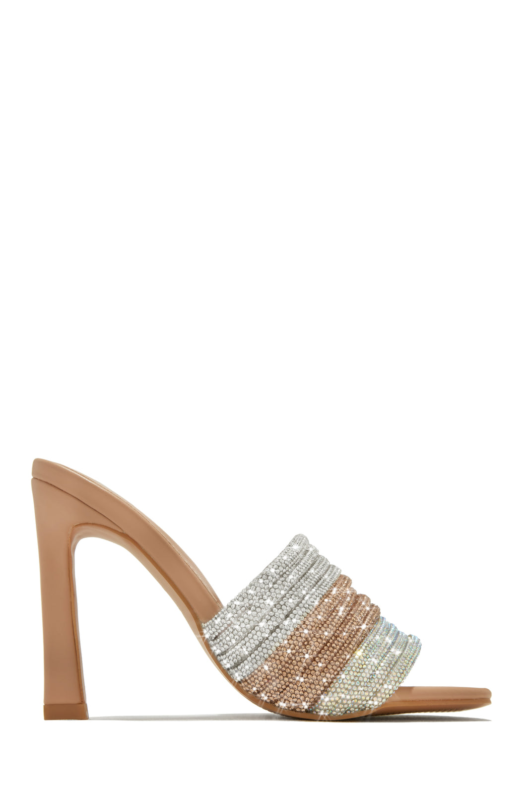 Feeling Myself Embellished High Heel Mules - Nude