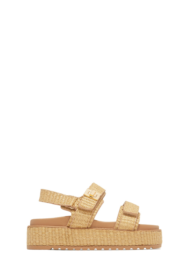 Load image into Gallery viewer, Mykonos Sun Platform Sandals - Nude Raffia
