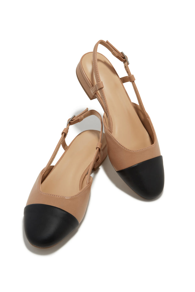 Load image into Gallery viewer, Nude Slingback Super Mini Chunky Heel Flats
