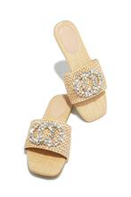 Load image into Gallery viewer, Natural Embellished Faux Raffia Sandals
