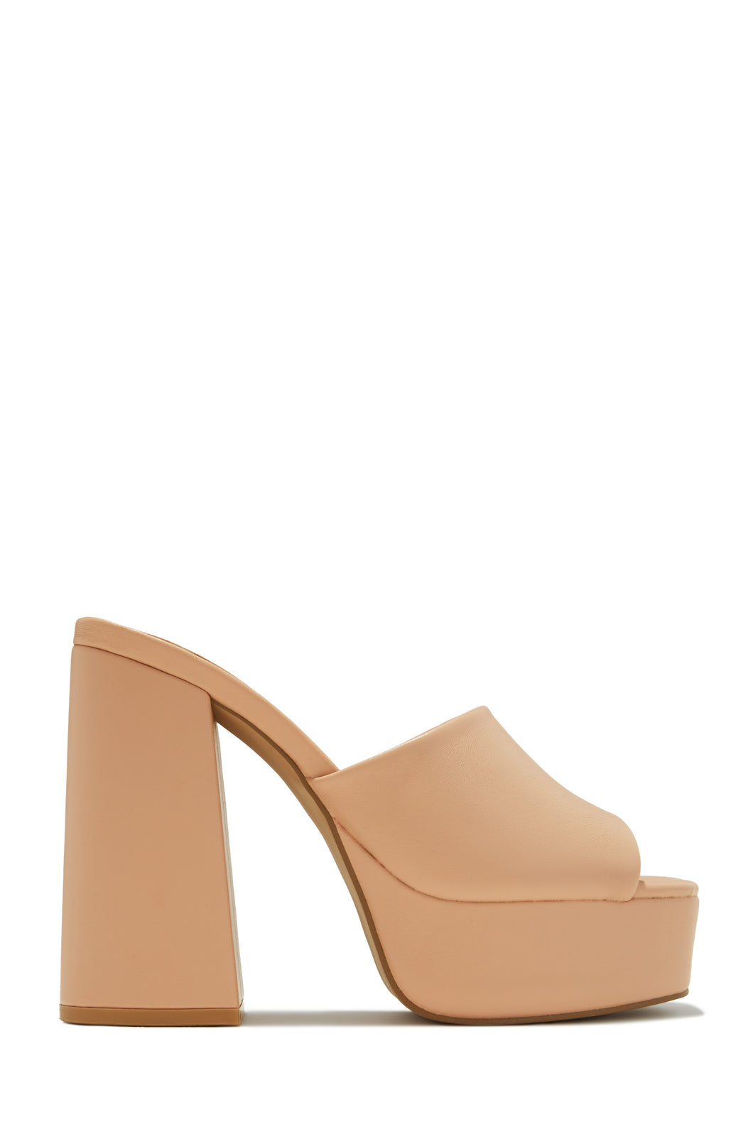 Emily Platform Block Heel Mules - Nude