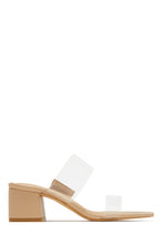 Load image into Gallery viewer, Yara Clear Strap Block Mid Heel Mules - Natural
