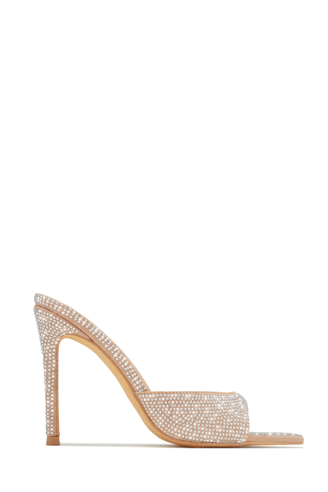 Amiah Embellished High Heel Mules - Nude