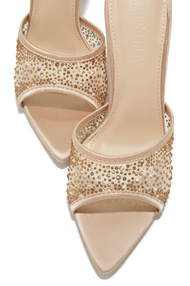 Load image into Gallery viewer, Kari Embellished High Heel Mules - Nude
