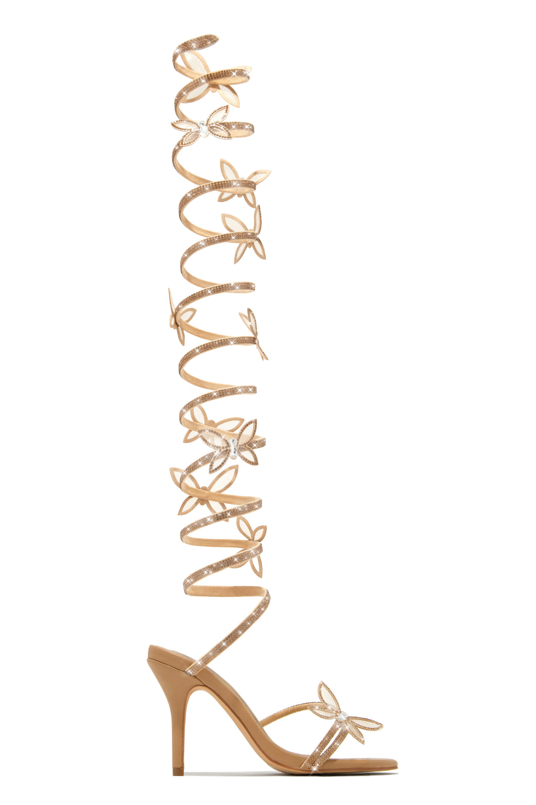 Fantasy Embellished Around The Ankle Coil Heels - Nude